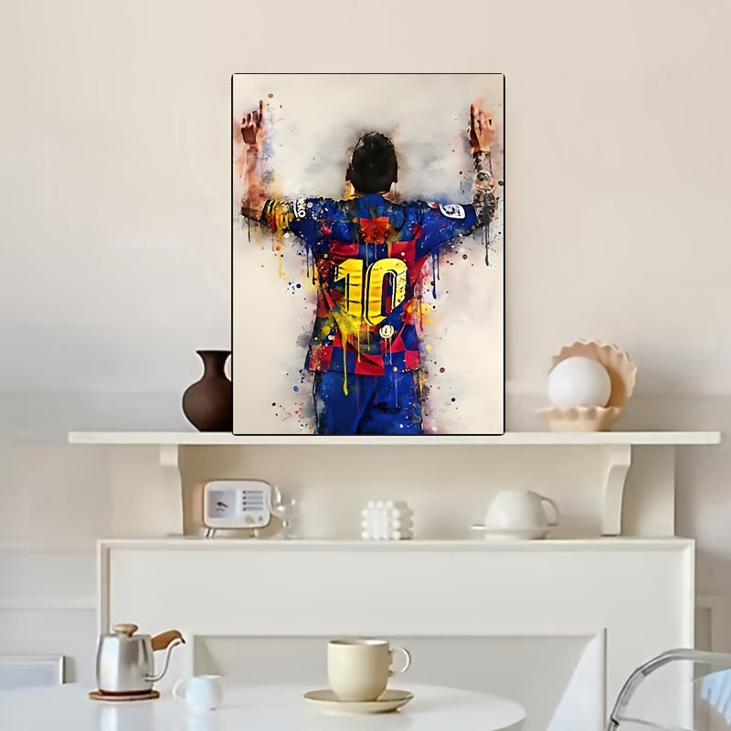 Vibrant football star canvas poster, ideal for modern home decor and sports enthusiasts.