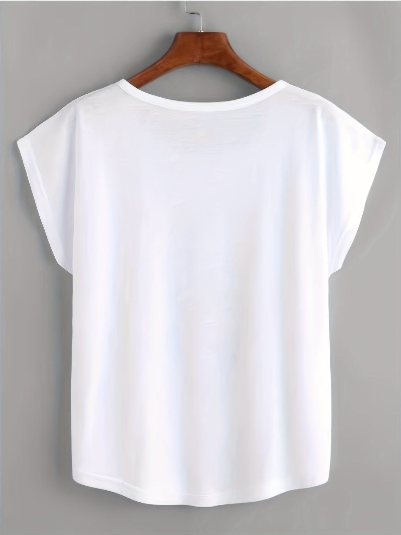 Girl print short sleeve t-shirt for spring & summer, casual crew neck top.