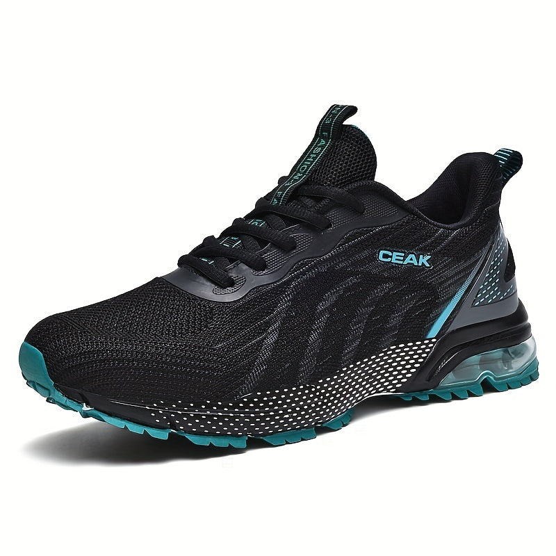 Breathable running shoes with shock absorption, non-slip lace-up sneakers for outdoor training.