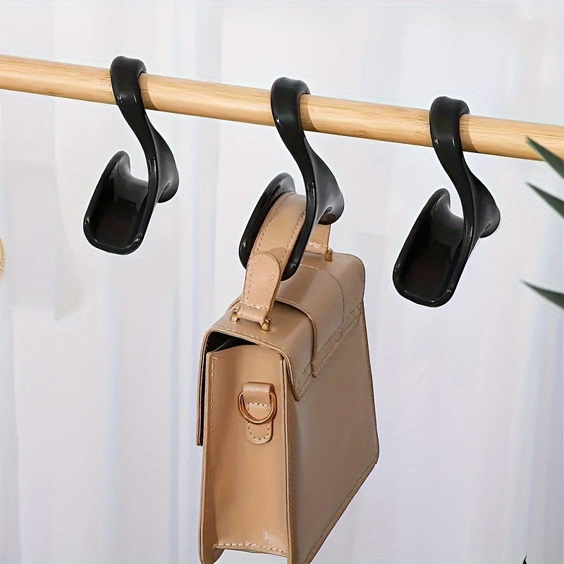 Set of 6 or 18 Solid Color Handbag Hooks with Arched Safety Design, Space-Saving Hanging Bag Tote Holder, and Rack