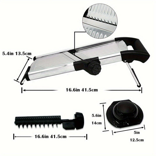 Effortlessly Slice and Shred with this Stainless Steel Adjustable Mandoline Slicer for the Kitchen