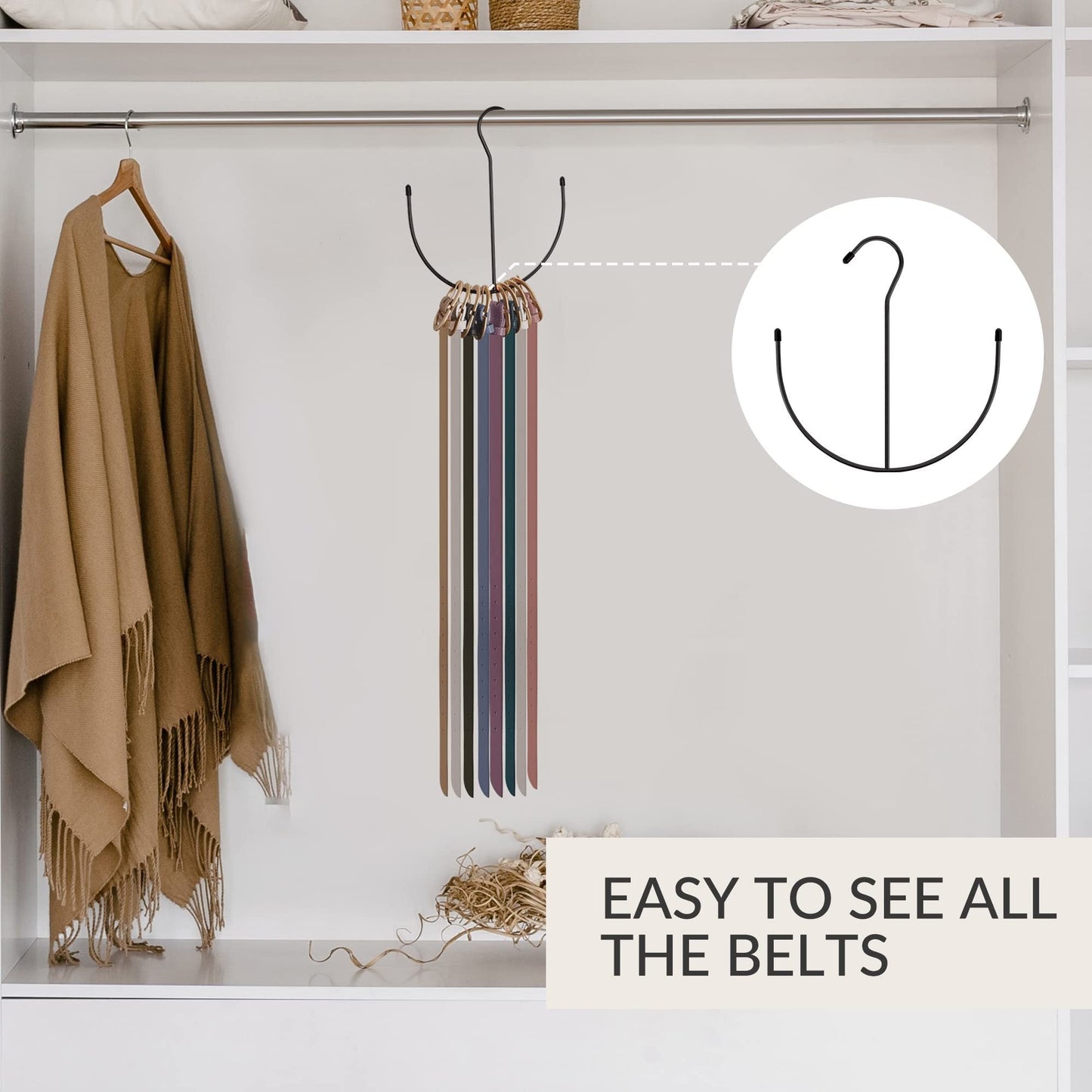 3-Pack of versatile hat hangers made of black metal, perfect for organizing scarves, belts, tank tops, hats, bras, and shoes. Simple installation with no power needed, ideal for keeping your home, kitchen, or entryway tidy and organized.