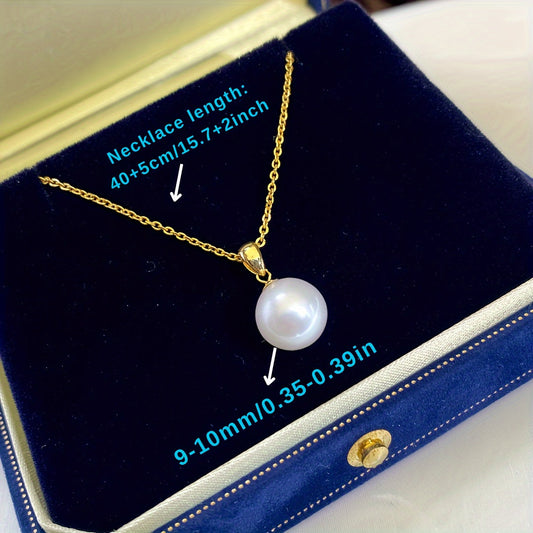 Elegant freshwater pearl necklace with a melon seed buckle pendant. This round, bright light pearl pendant is the perfect jewelry gift for parties, to give to friends, girlfriends, or mothers for daily wear.