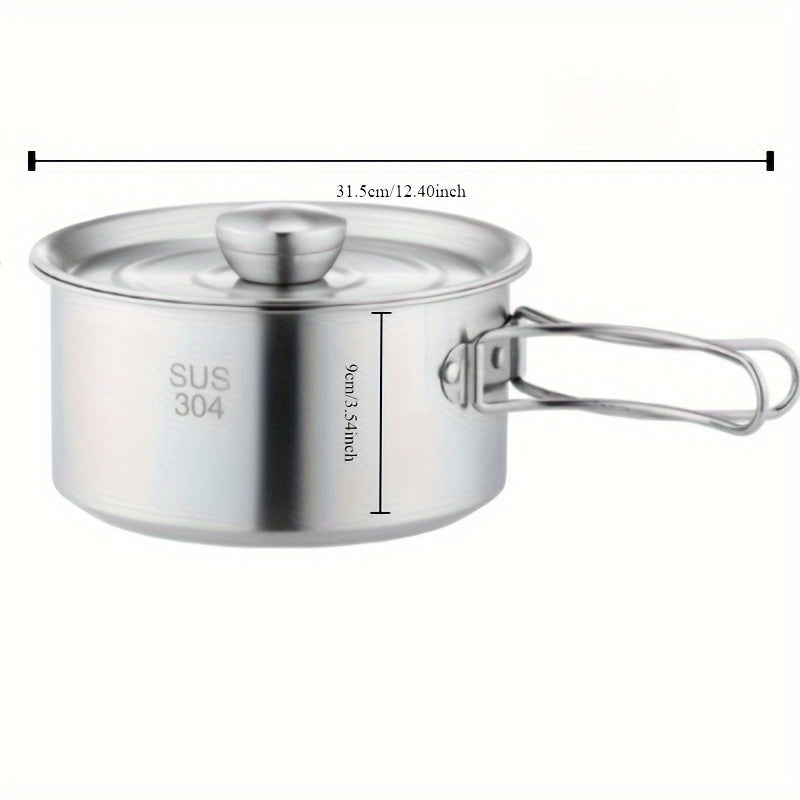 Portable Stainless Steel Camping Cookware Set - Versatile Outdoor Cooking Kit Includes Hanging Pots and Utensils