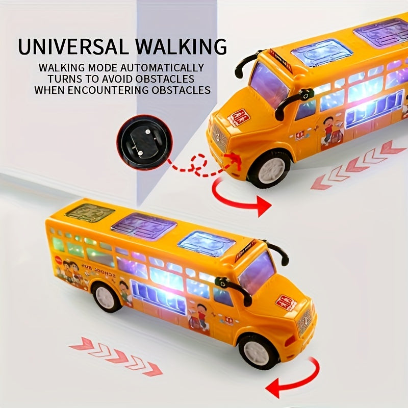 All-Wheel Drive Simulation Bus and Car Toy with Music and Lights, Electric School Bus, Perfect Gift for Boys and Girls