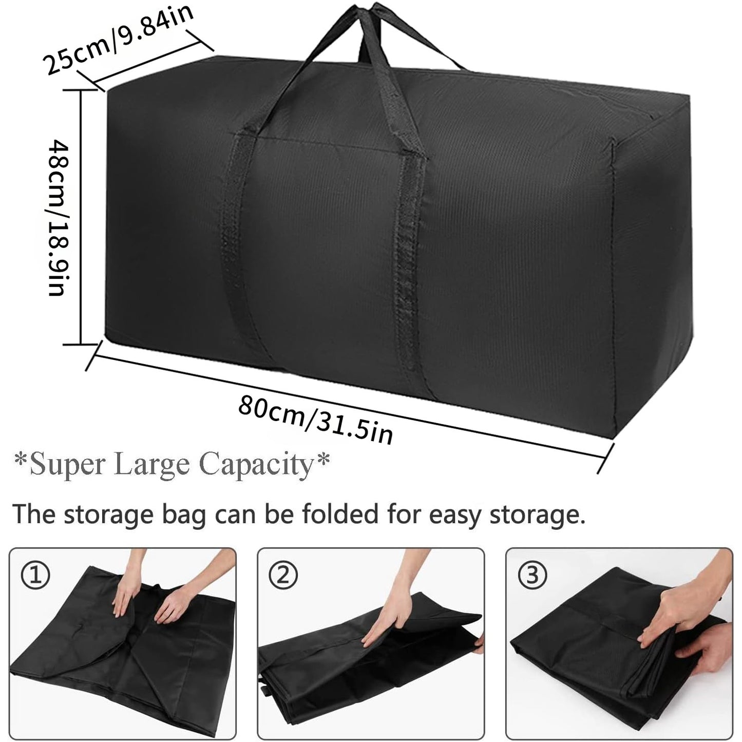 LATTBY Extra Large Capacity Storage Bag made of durable textile material with reinforced zipper and carrying handles. Space-saving organizer for moving and travel, suitable for adults 14+.