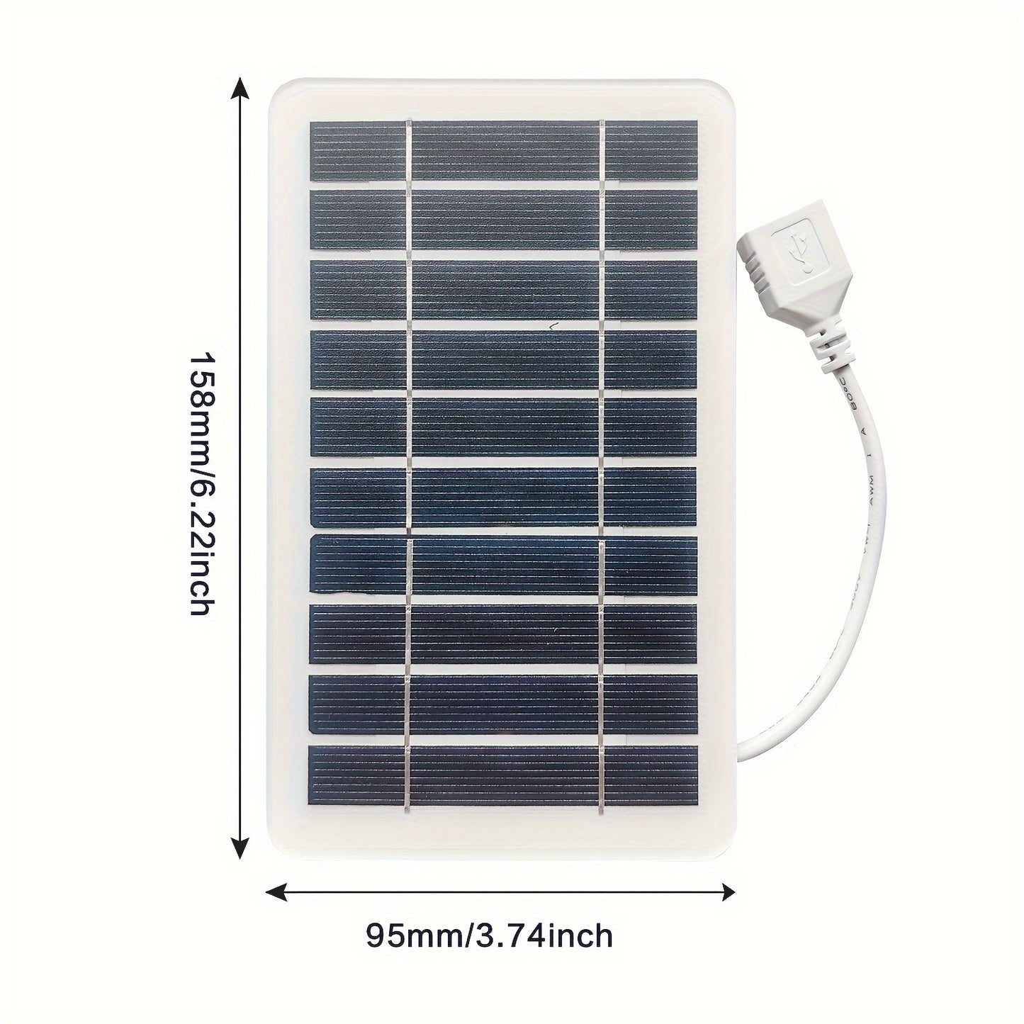 Solar USB charger for outdoor travel and camping, with mobile power, phone charging, flashlight, and fan capabilities.