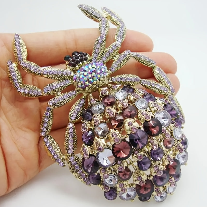 Elegant and Unique Rhinestone Spider Brooch - A Stylish Novelty Accessory for Women, Ideal for Special Occasions like Parties and Proms