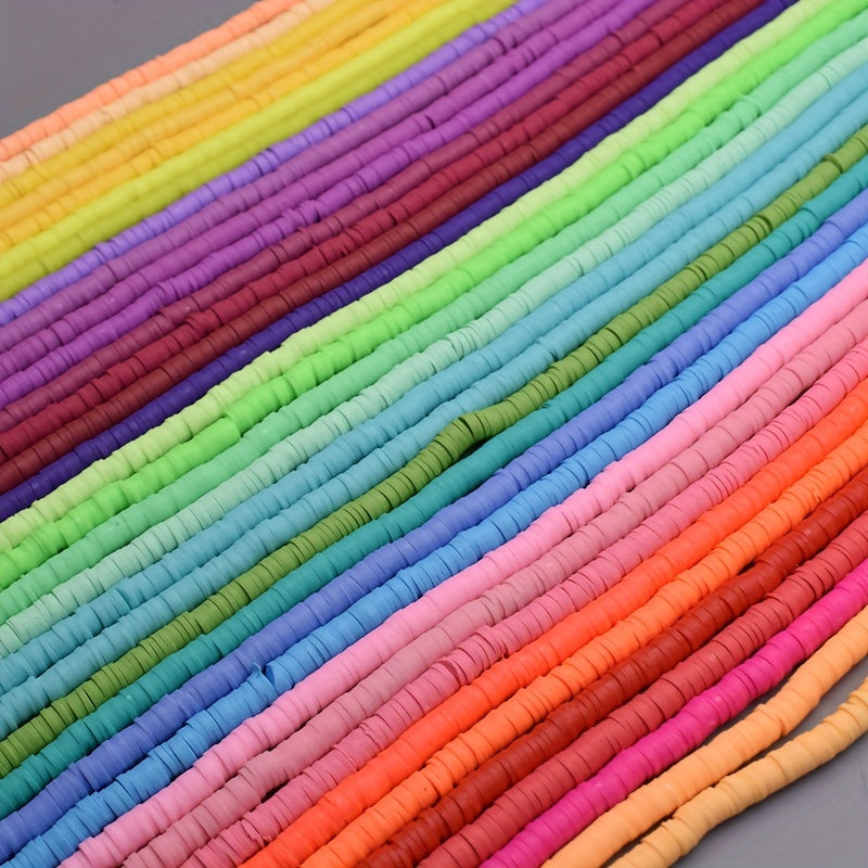 4800 pieces of handmade loose beads, consisting of 12 strands of 6*1mm polymer clay disc beads. Perfect for crafting DIY necklaces, bracelets, and other jewelry materials.