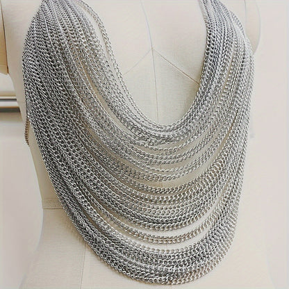 The Y2K Hanging Silvery Body Chain is perfect for music festivals and street rock fashion.