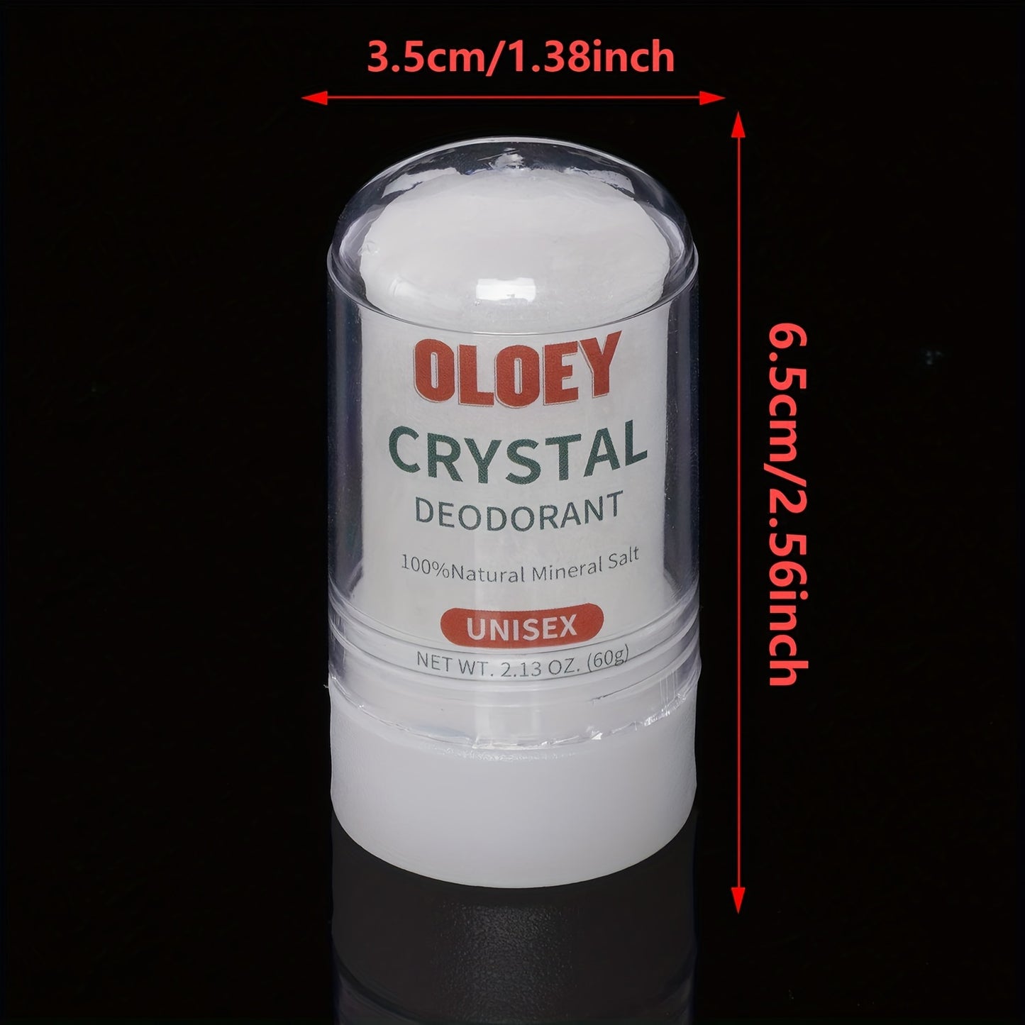 60g OLEY Crystal Stick: Natural Mineral Salt Antiperspirant, Unisex-Adult, Sweat and Body Odor Blocking, Aluminum-Free.