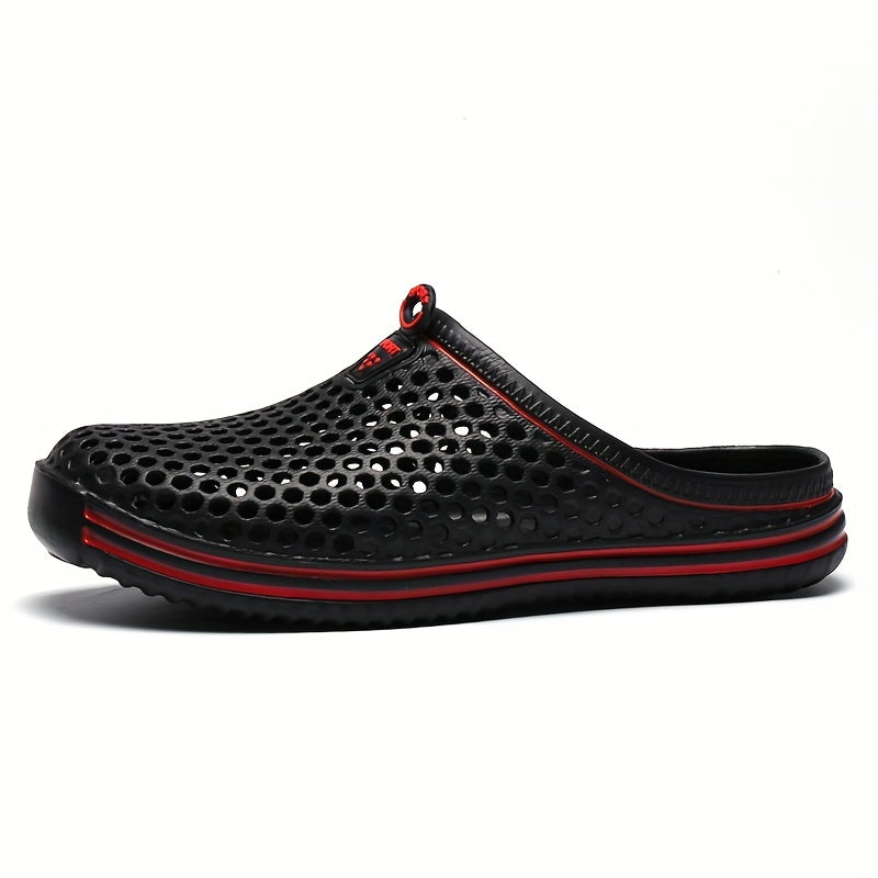 Men's slip-on clogs with ventilation holes, soft soles for walking, ideal for outdoor activities.