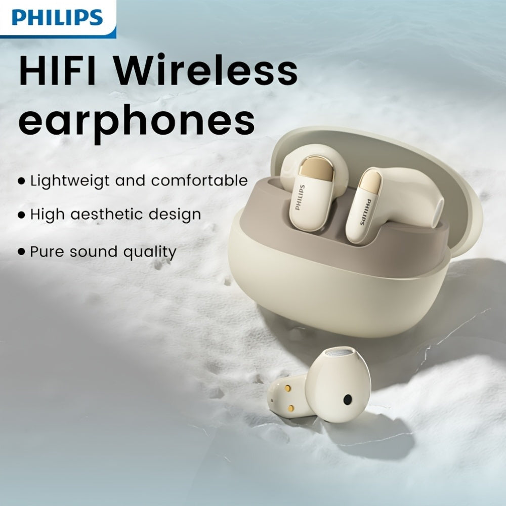 New Philips wireless earbuds with microphone for sports, stable fit, long battery life, and compatibility with all smartphones (TAT2169).