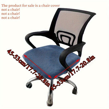 Office chair cover made of stretch velvet material with elastic spandex for universal fit in home or office settings.