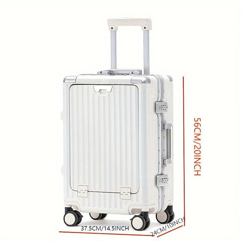 Durable Business Carry-On Luggage with Aluminum Frame, Spinner Wheels, and Combination Lock