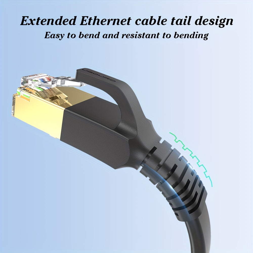 RJ45 flat Cat8 Ethernet cable with 2000MHz and 40Gbps max speed for PS5, laptops, and MacBook Pro Air.