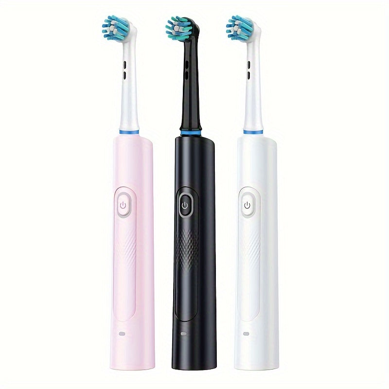 Couples' smart electric toothbrush with USB rechargeable 3D round head and soft bristles for deep cleaning and whitening.