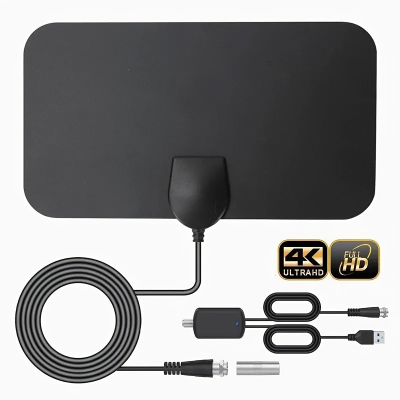 Ultra HD TV antenna for local channels, with up to 50+ miles range and signal booster. Compatible with both old and new TVs.