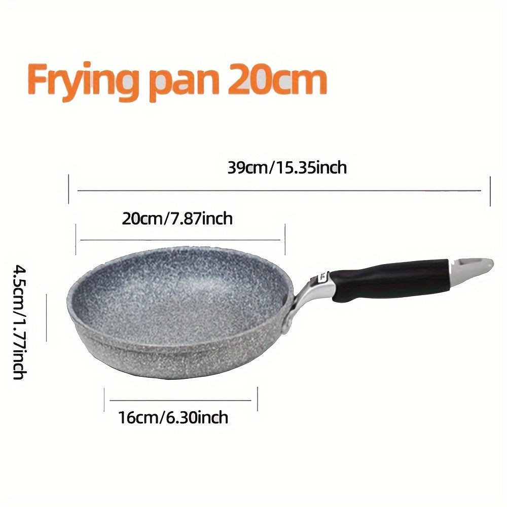 Durable 20cm Non-Stick Aluminum Frying Pan with Maifan Stone Coating - Suitable for Gas, Induction & Electric Stoves, Easy to Clean and Versatile