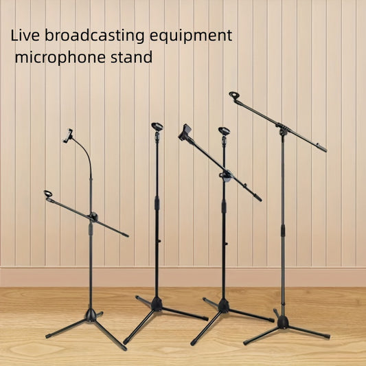 Black Premium Alloy Microphone Stand with XLR Connector for Live Streaming, Stage Performances & Mobile Phones.