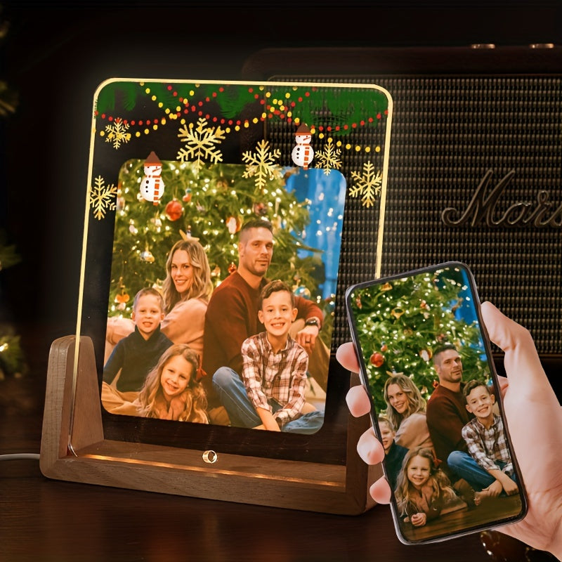 Custom Illuminated Acrylic Christmas Photo Frame: Add a Personal Touch to Your Holiday Decor with a Unique Display for Your Family's Memories