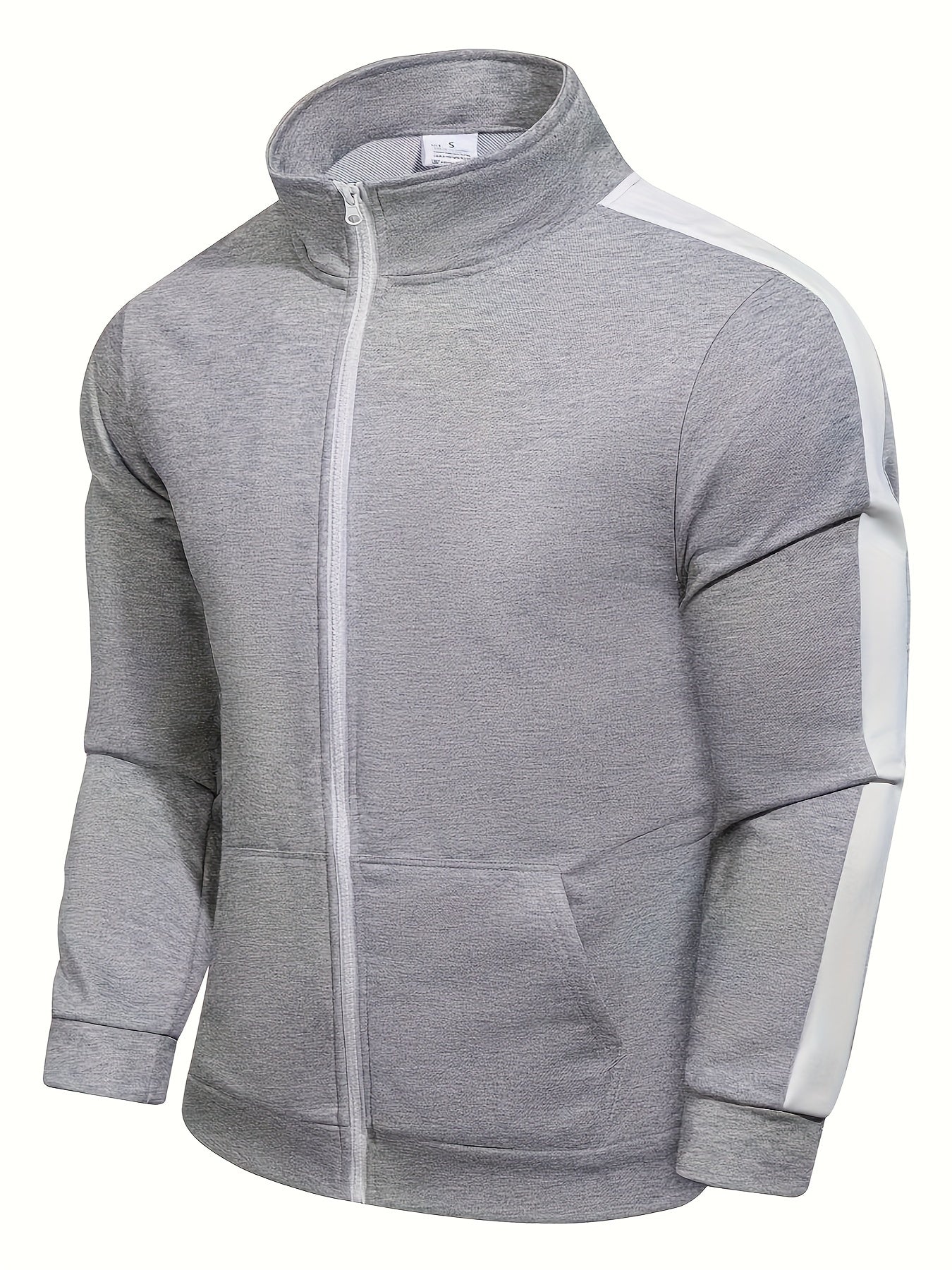 Men's Casual 2-Piece Color Block Outfit: Full Zip Jacket & Drawstring Pants, Breathable Sports Set