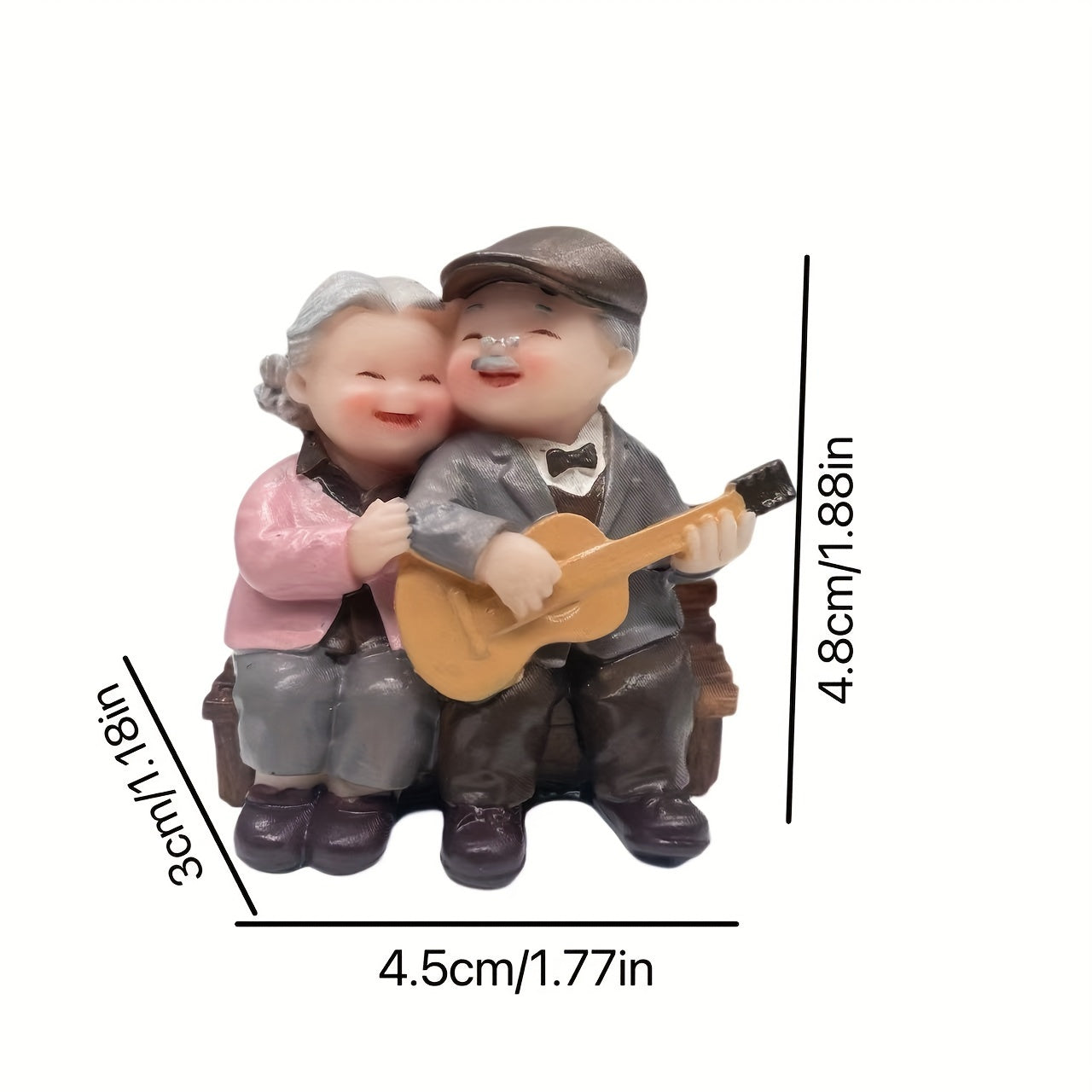 Resin figurine of charming elderly couple, ideal for home or office decor. Perfect Valentine's Day or anniversary gift.