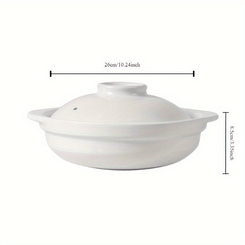 1 piece of household ceramics, an old-fashioned earthen casserole suitable for use on a gas stove to stew soup. This shallow pot is high temperature resistant and can be dry-fired, making it a durable and reliable ceramic casserole.