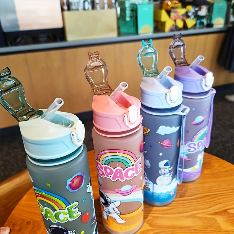 Vibrant astronaut-themed water bottle, perfect for camping, travel, sports, and fitness, makes a great gift.