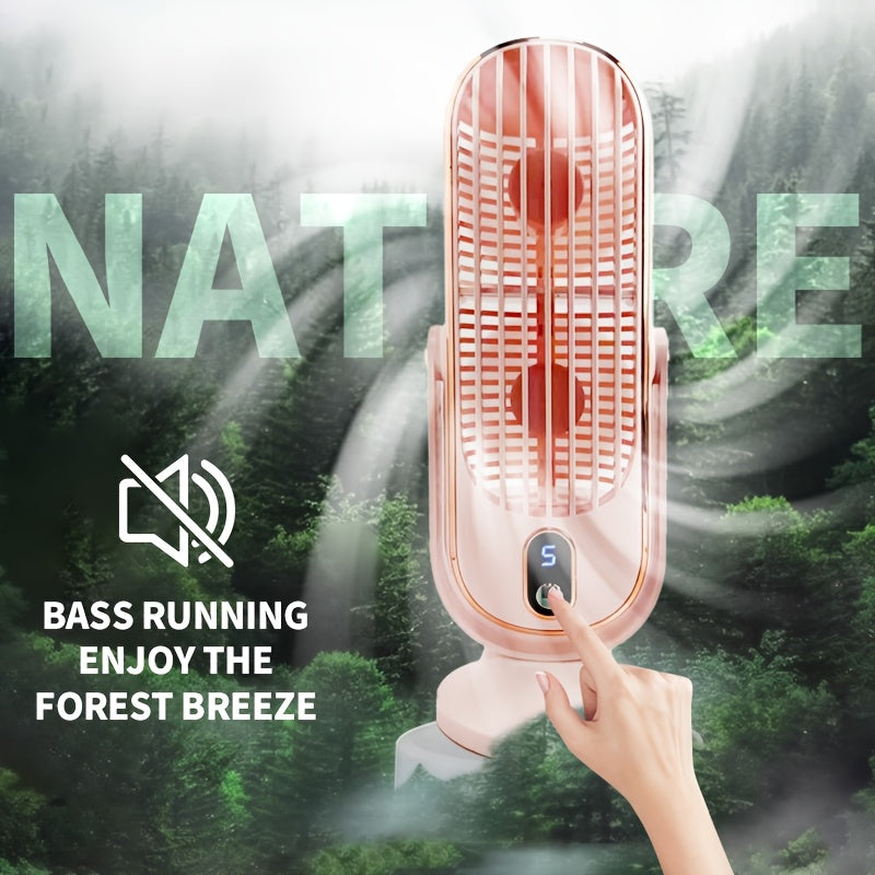 Wireless USB Desktop Fan with 5 Speeds, 360-Degree Oscillation, Energy-Efficient and Quiet, Includes 1200mAh Battery, Ideal for Indoor and Outdoor Use, Travel, and Dormitories.