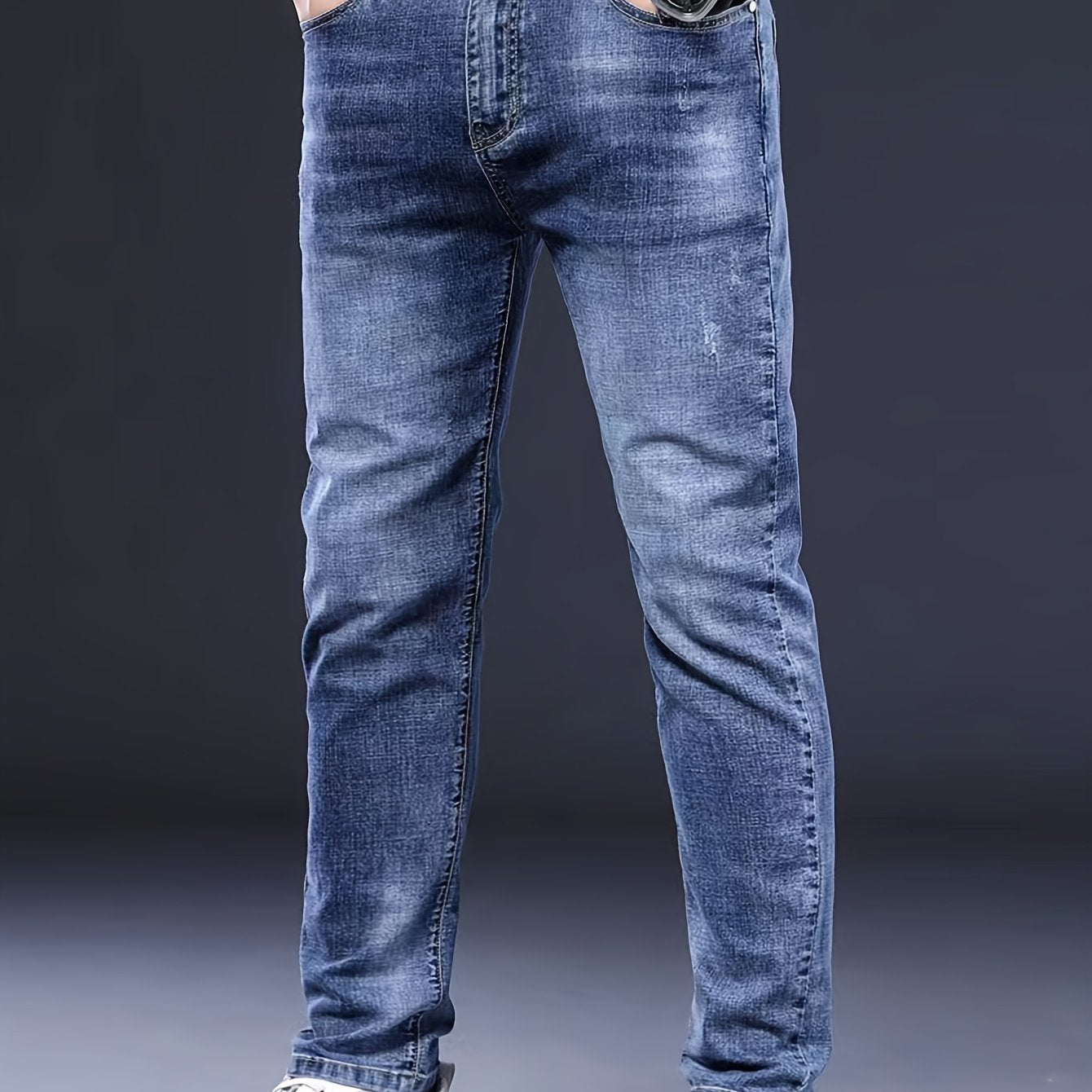 Men's Straight Leg Denim Pants, Classic Design Jeans, Versatile Year-Round