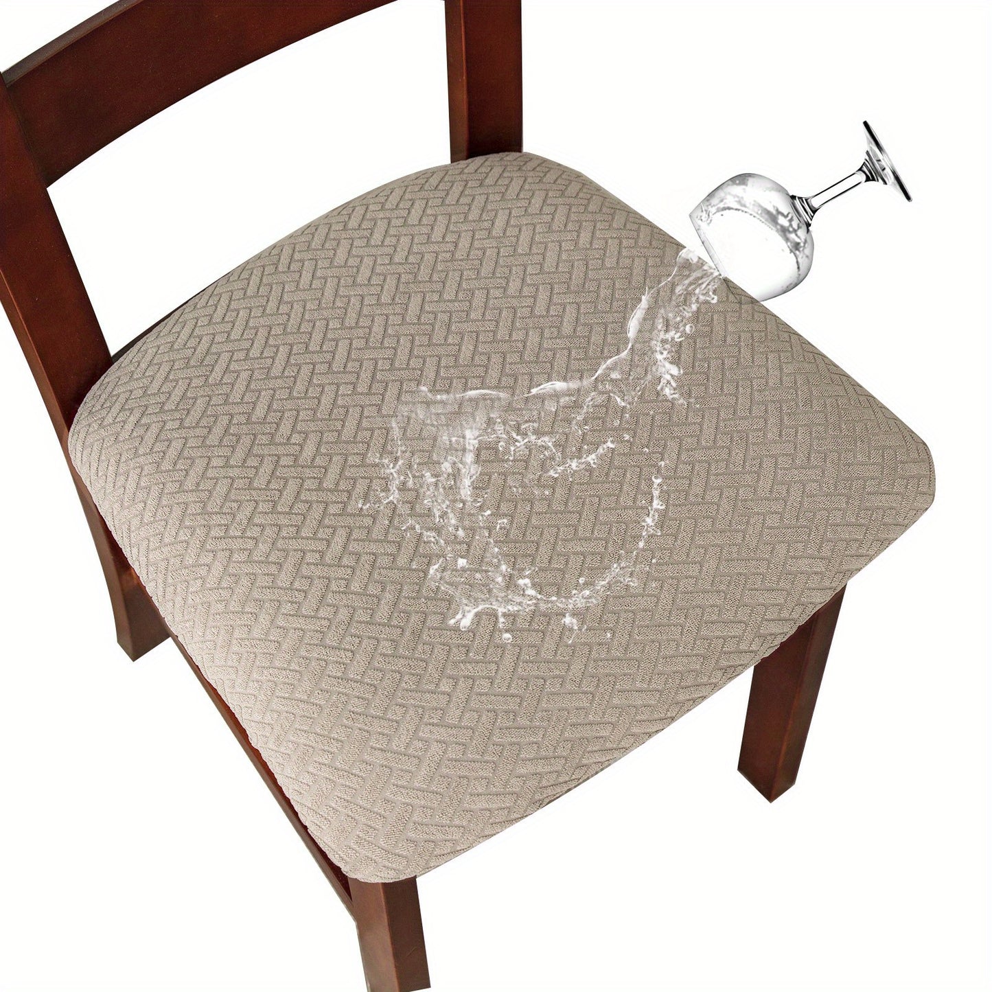 Waterproof restaurant chair covers in grid velvet jacquard style, suitable for protecting kitchen chairs from pets. Detachable, washable, and ideal for home decor.