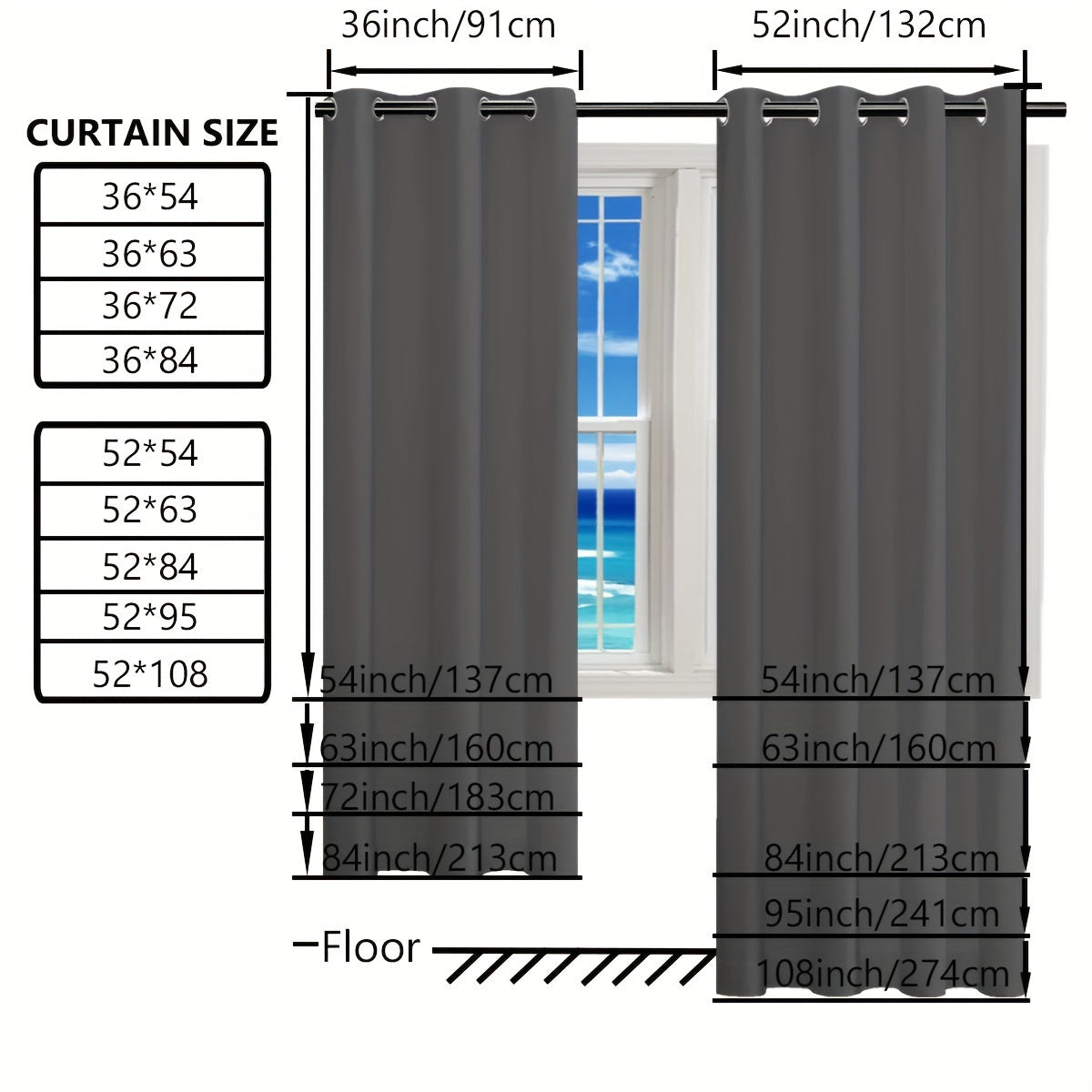 2PC Insulated Blackout Curtains with Coated Insulating Lining - Ideal for Living Room, Bedroom, Kitchen, Bathroom - Perfect for Home and Room Decoration