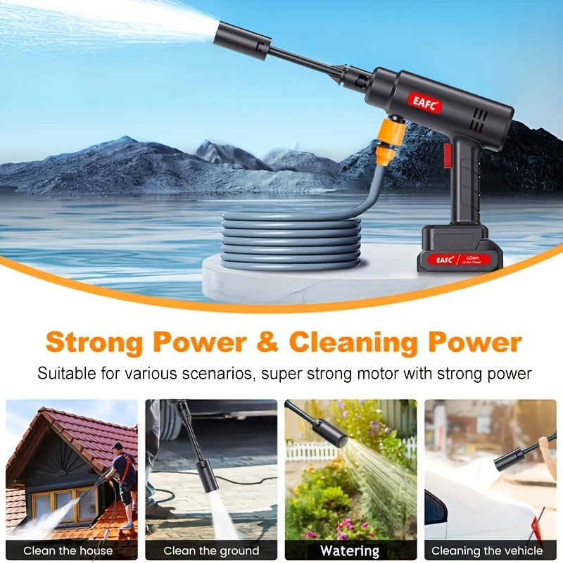 EU Plug High Pressure Electric Washer with Foam Bottle perfect for car and floor cleaning.