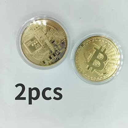 4pcs/2pcs, Artificial Bitcoin Coin Decoration, Gift - Commemorative Replica Medal".