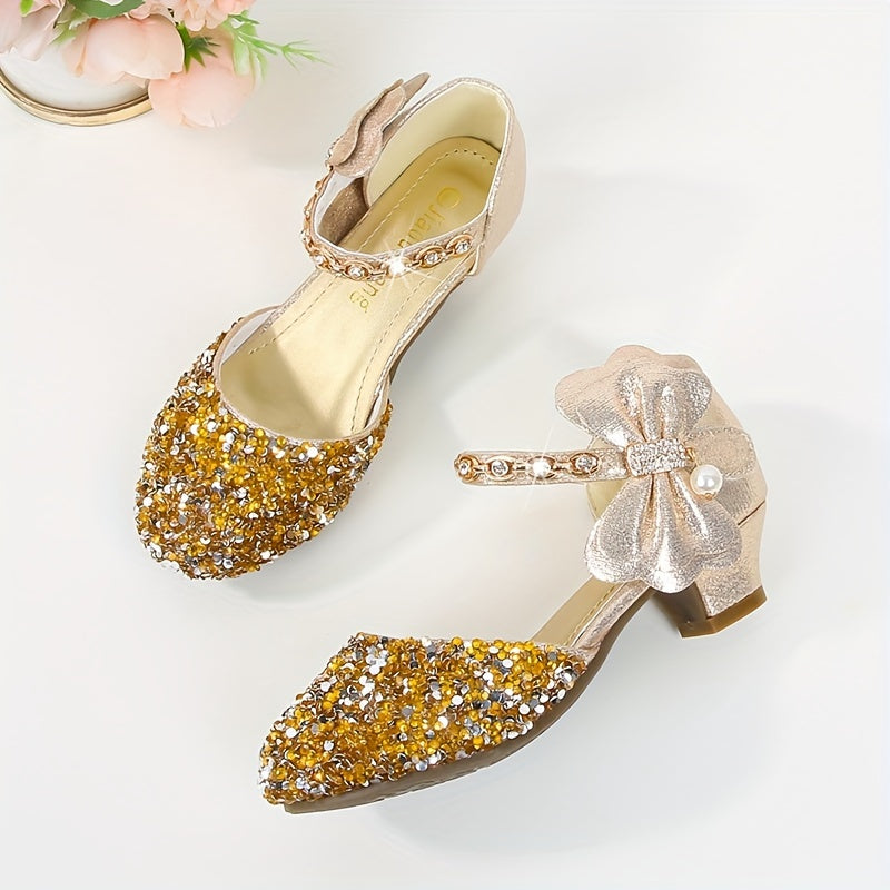 Children's crystal sandals with a princess design for girls in spring and summer.