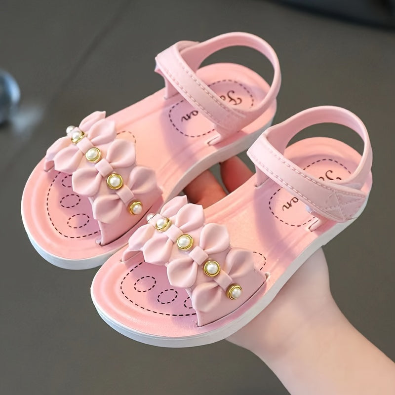 New in 2025: Girls' summer sandals with princess floral design, non-slip PVC sole, magic tape closure. For toddlers 1-5 years old. Perfect for beach days.