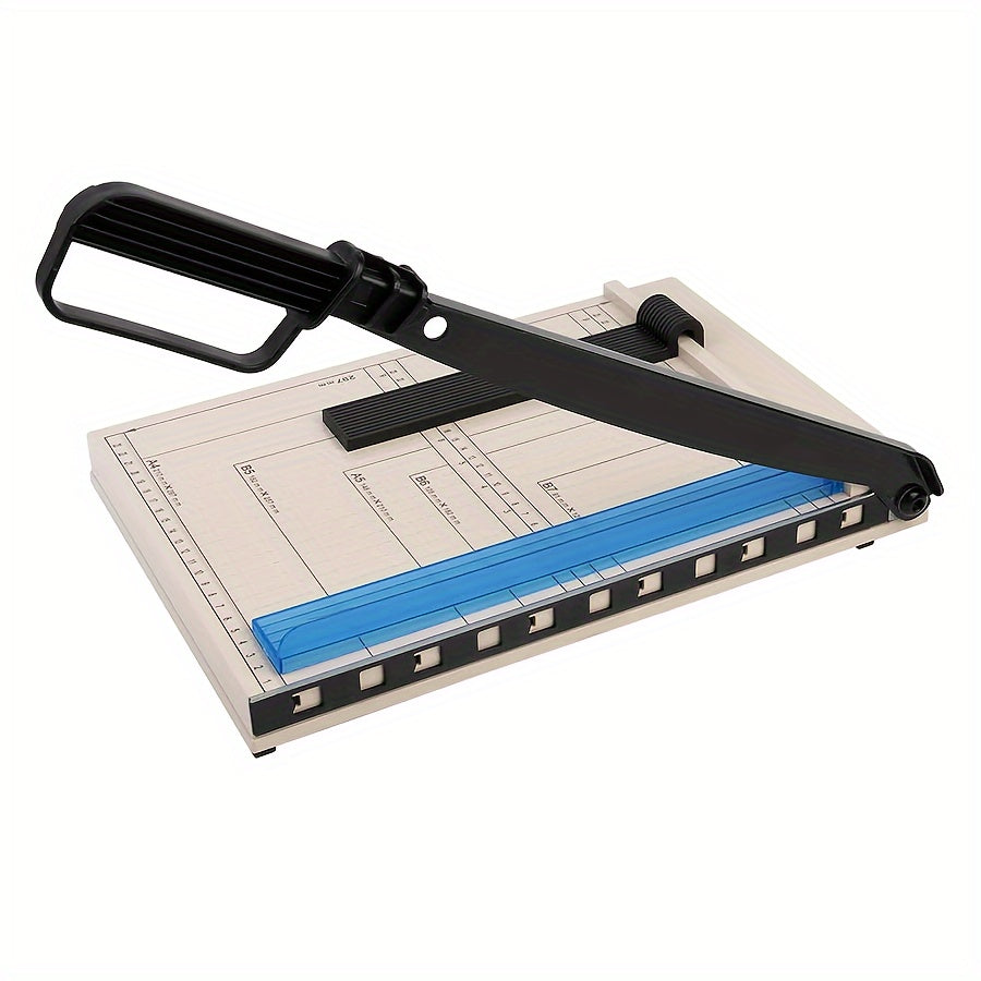 1pc A4 Paper Cutter with Plastic Base, 12 Sheets Capacity, Paper Pressing Plate, Grid Lines, A4 to B7 Sizes.