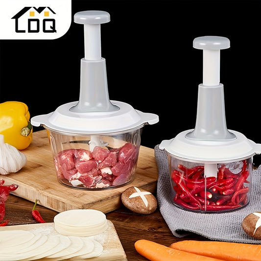 50.72oz Manual Food Processor: Stainless Steel Crusher for Vegetables, Garlic, and Meat - Easy to Clean, Ideal for Home or Camping.