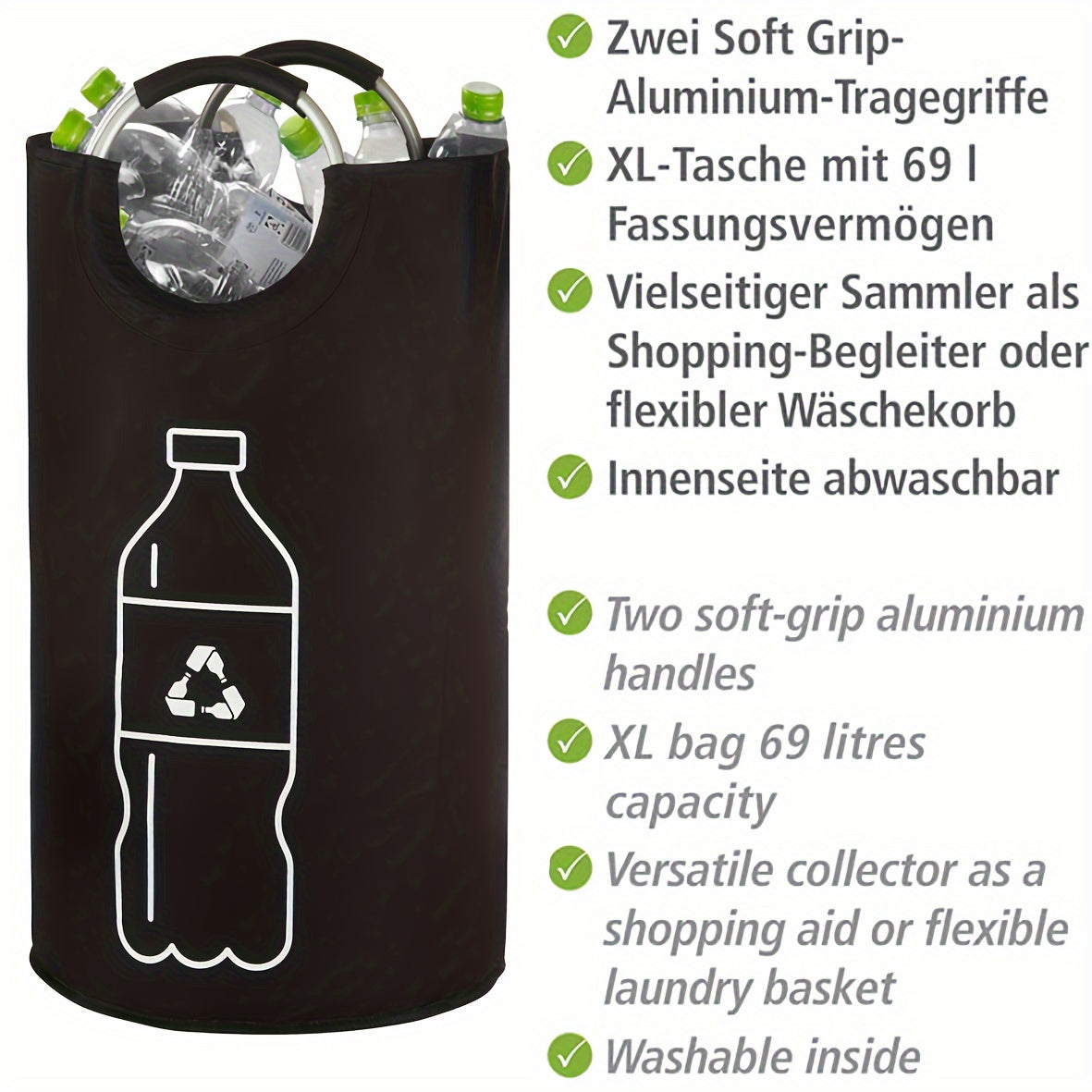 XL Polyester Bottle Bin for Laundry and Kitchen Storage, Home Organization Solution