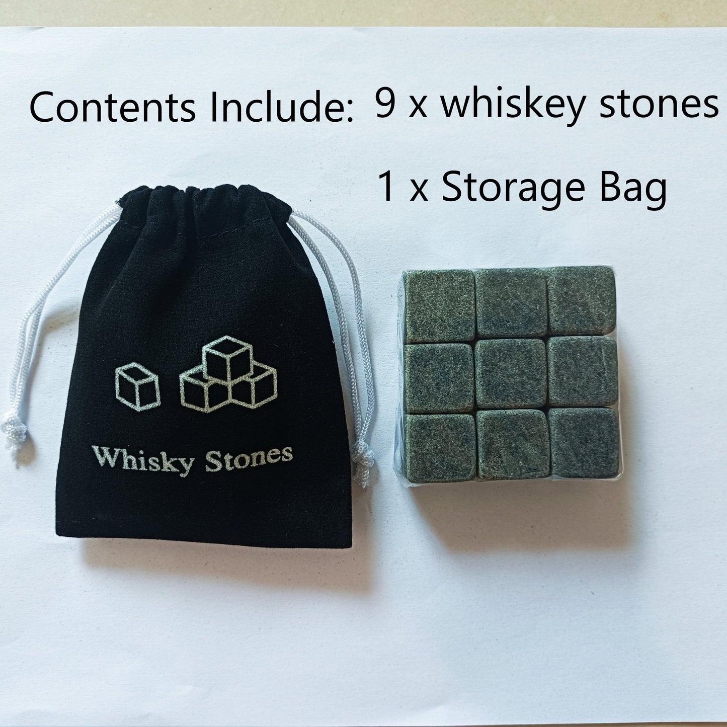 Reusable Whiskey Ice Stone Set, ideal for those who enjoy whiskey, makes a great gift for men, fathers, husbands, and friends celebrating their birthdays.