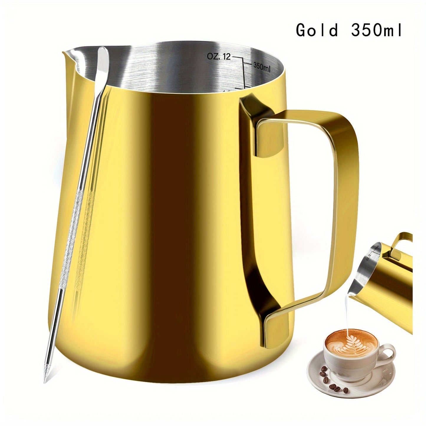 One 20oz Stainless Steel Coffee Cup with Pull Flower Scale and Needle, Milk Frother Cup with Pointed Nose, Fancy Drinking Cup with Pull Flower Needle, Water Bottle, Coffee Accessories for Travel and Vacation.