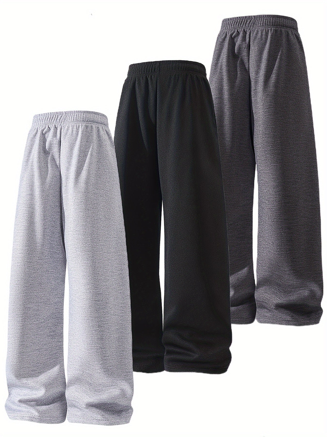 Men's loose straight-leg long pants in solid colors, perfect for spring and autumn fitness activities. Made from soft, slightly stretchy knitted fabric with a drawstring waist. Suitable for