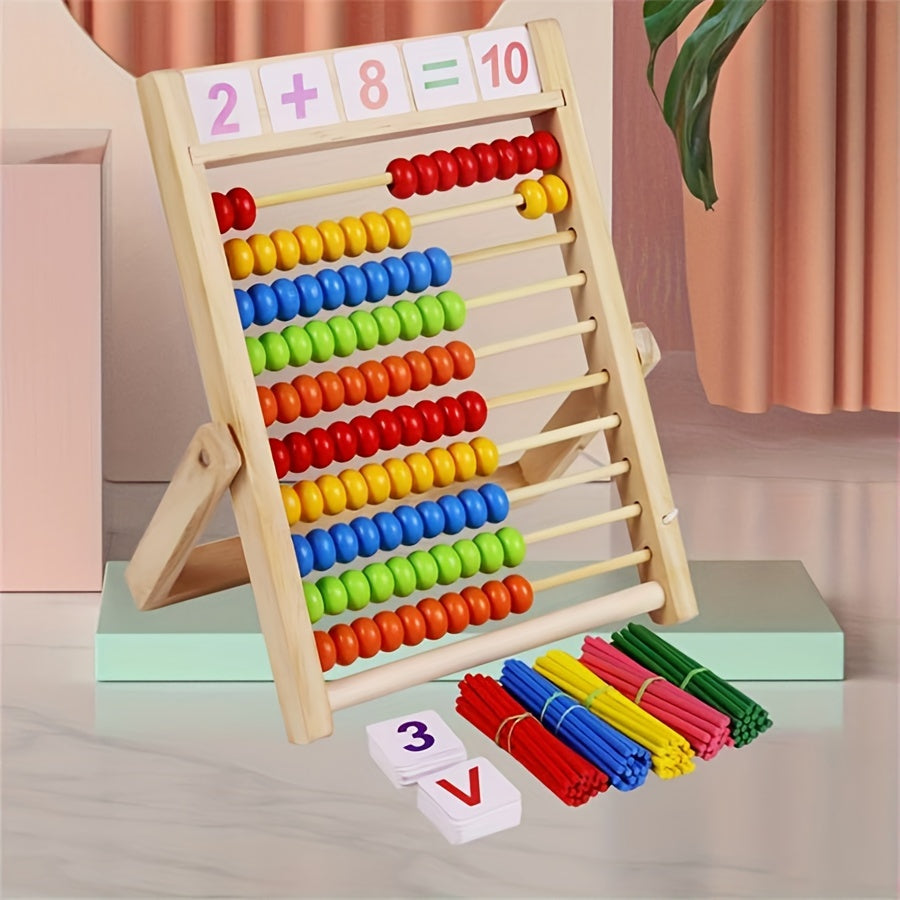 Vibrant Wooden Abacus Set for Kids - Educational Counting Toy made from Natural Wood, Enhances Math Skills, Great for Preschoolers, the Perfect Holiday Gift