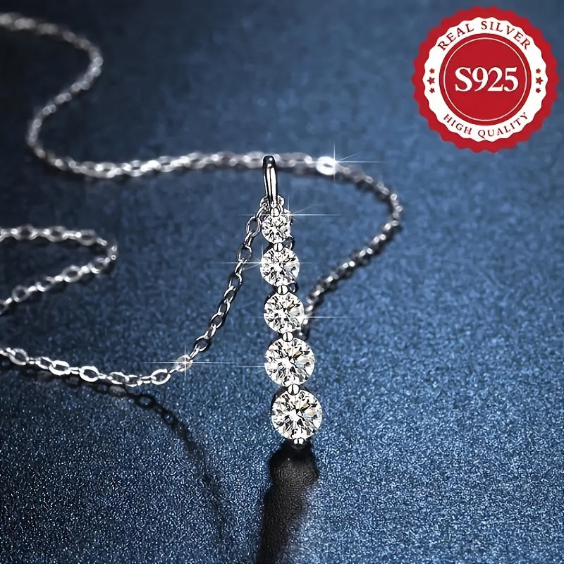 This stunning French pendant necklace is both stylish and elegant, crafted from high-quality S925 sterling silver and adorned with 5 dazzling artificial gemstone pendants. It is the perfect accessory for women, suitable for both everyday wear and festive