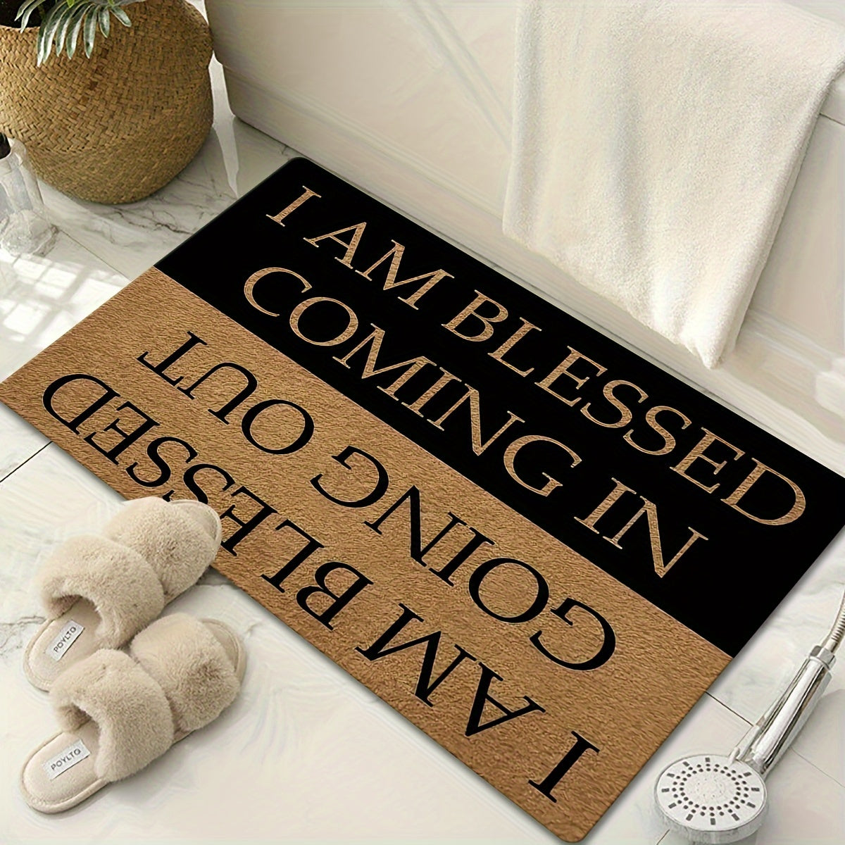 Welcome guests with our charming door mat - Non-slip and absorbent, perfect for home and kitchen entryways. Add a touch of fun farmhouse decor with this 60.96x40.64 cm rug.