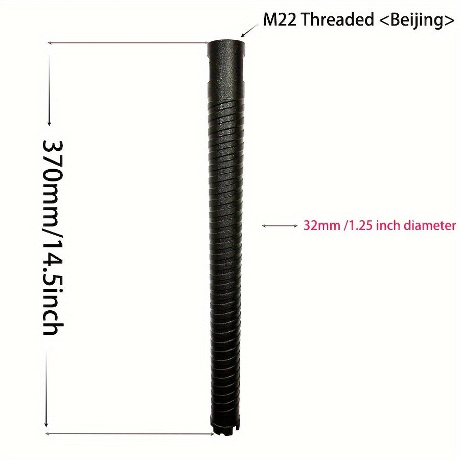 Lie Shanhu M22 Wet/Dry Diamond Core Drill Bits with Steel Bars - Black, Textured Grip for Concrete, Bricks, Blocks & Stones, Durable Painted Finish, Construction Drilling Tools with Ribbed