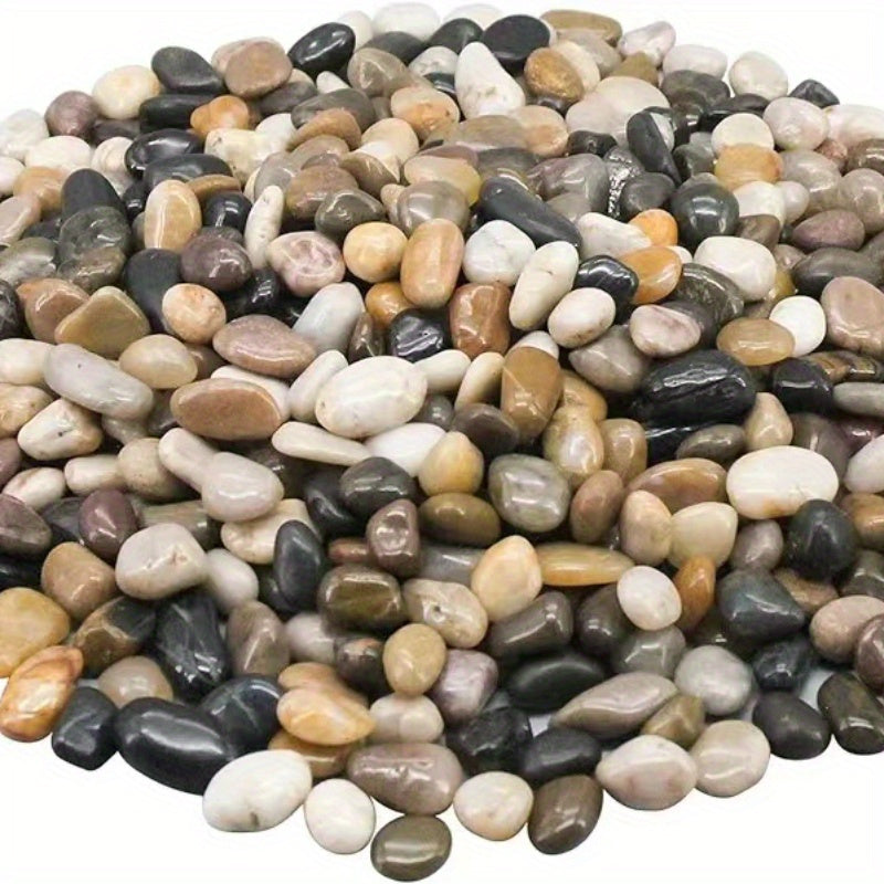 500g/1.1lb Natural Stone Pebbles - Perfect for Aquariums, Gardens, Flower Beds, and Succulent Planting - Black, Brown, White, and Gray Shades, Aquarium Decorations