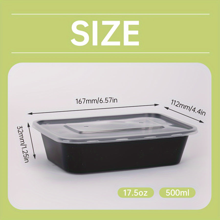 Pack of 10/30/50, BPA-Free Plastic Meal Prep Containers in 500ml/17oz sizes. These Disposable Food Storage Boxes are perfect for Leakproof Lunch Containers for Office, School, Picnic, or holiday gatherings like Christmas, Halloween, Hanukkah, and