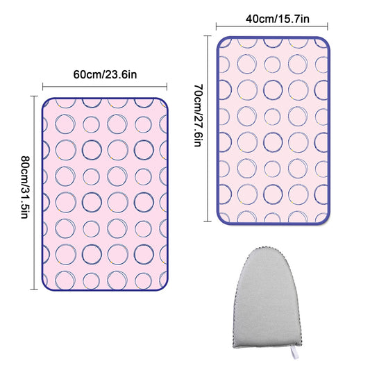 Set includes 2 foldable ironing mats and handheld board with moisture-resistant, high-temperature resistant, and non-slip features. Perfect for travel, dorm, and home use without the need for electricity.